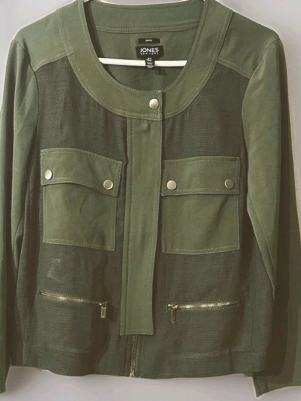 Jones New York Olive Green Lightweight Mesh Jacket